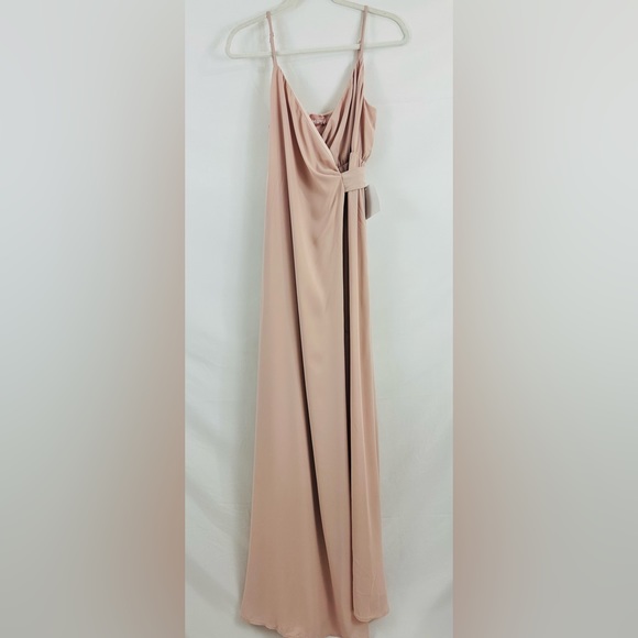 Show Me Your MuMu - Liz Maxi Dress Soft Beige Chiffon Mock Wrap Dress Sm… - Picture 6 of 10